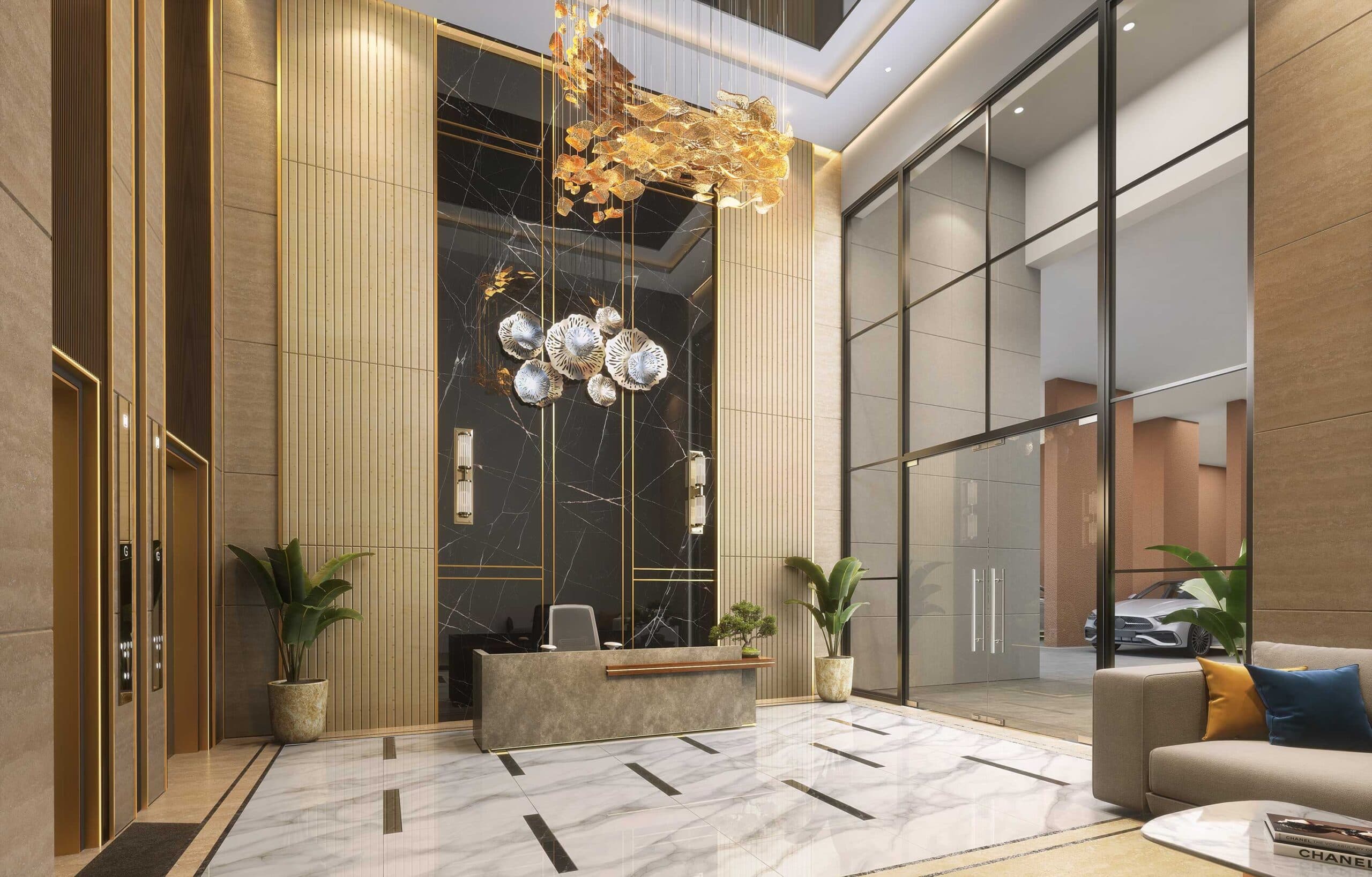 Luxurious living room with a stunning city view at Vivencia Koregaon Park