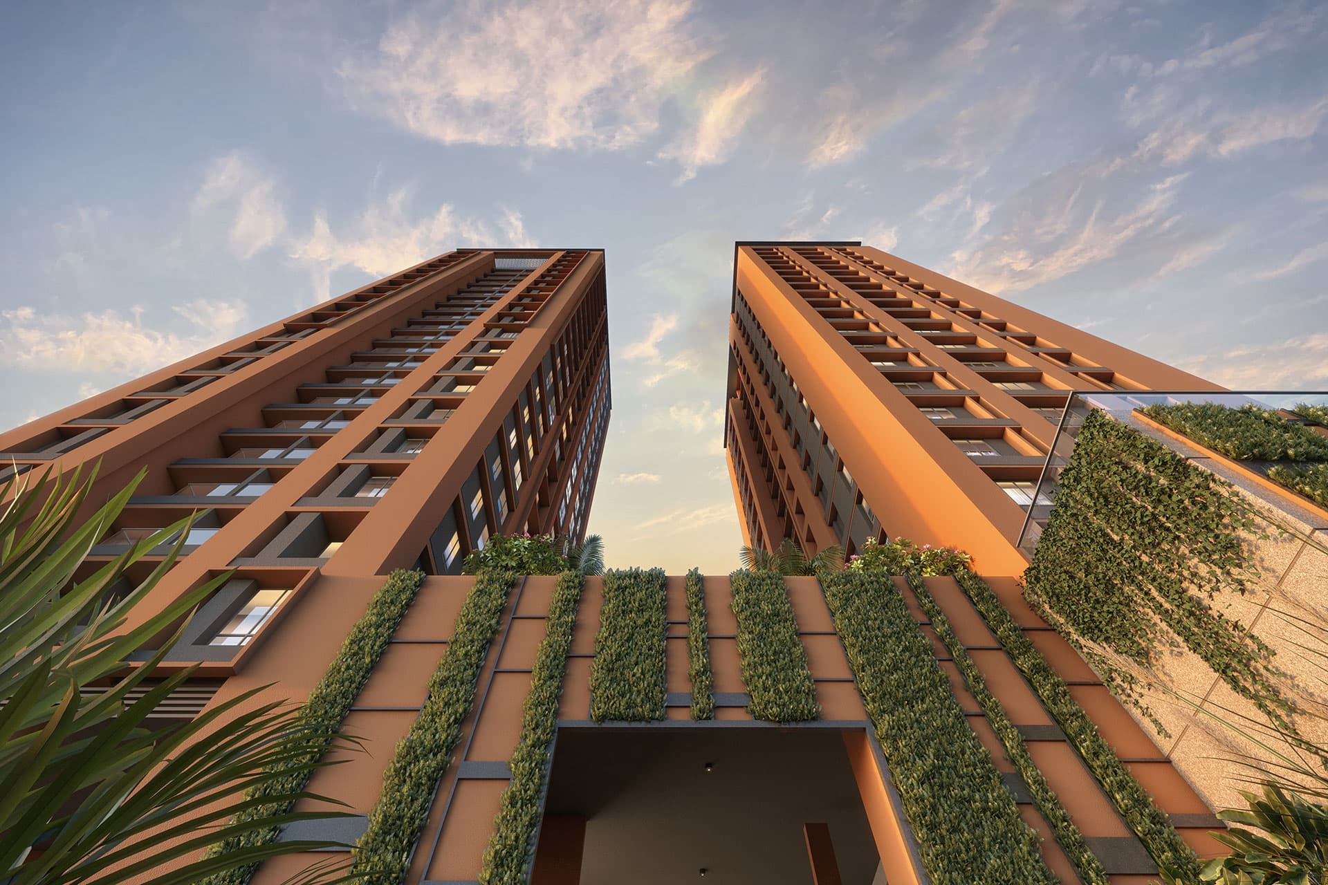 Lush green balcony overlooking a serene landscape, signifying sustainable living